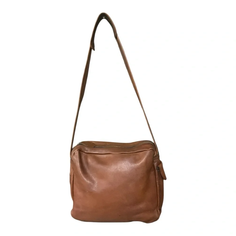 👜 Vintage Brown Leather Crossbody‎ Bag 🧳 Distressed Satchel Messenger Bag